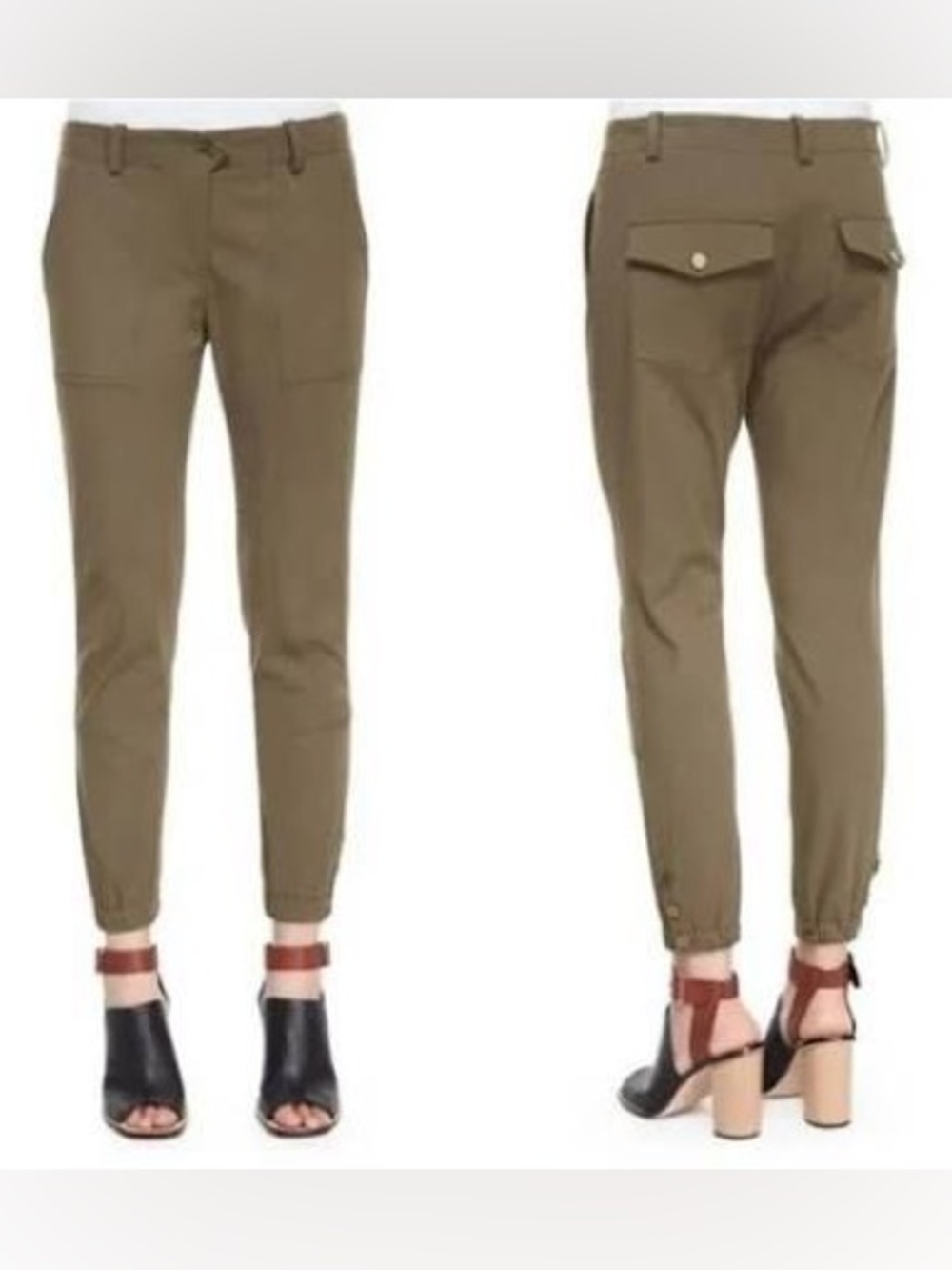 Veronica Beard Field Cargo Pants Red Clay Brown Size 12 Cropped Ankle Snap